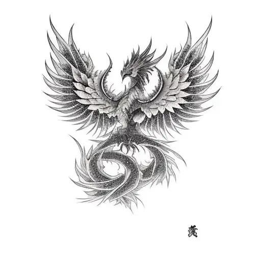 Phoenix rising from ashes tattoo design idea
