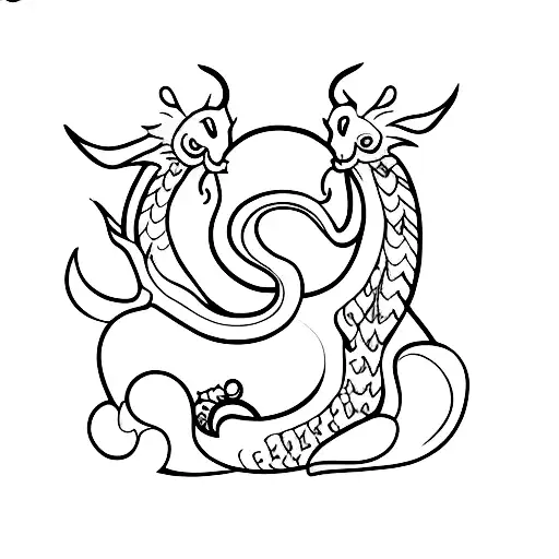 A delicate and minimalistic outline of a small dragon, emphasizing its cuteness and charm. tattoo design idea