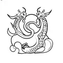 A delicate and minimalistic outline of a small dragon, emphasizing its cuteness and charm. tattoo design idea