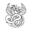 A delicate and minimalistic outline of a small dragon, emphasizing its cuteness and charm. tattoo design idea
