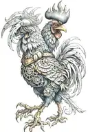steampunk rooster fighting tattoo design idea