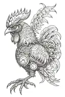 steampunk rooster fighting tattoo design idea