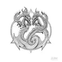 2 dragons gemini twins tattoo design idea