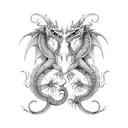 2 dragons gemini twins tattoo design idea