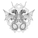 2 dragons gemini twins tattoo design idea