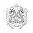 2 dragons gemini twins tattoo design idea