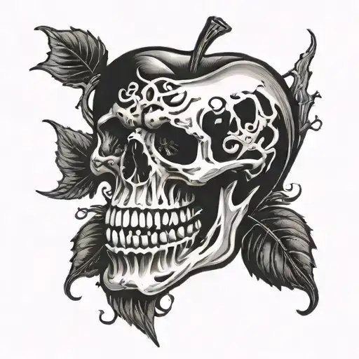 an Apple made of rib bones that has a bite taken out of it  tattoo design idea