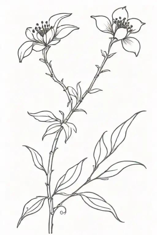 cranberry flower side profile black and white one flower on a stem no leaves  tattoo design idea