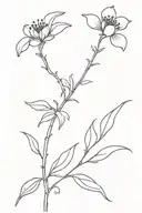 cranberry flower side profile black and white one flower on a stem no leaves  tattoo design idea