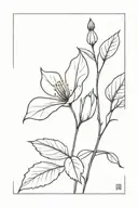 cranberry flower side profile black and white one flower on a stem no leaves  tattoo design idea