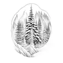 Mountain Scene, Forest, Waterfall tattoo design idea