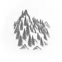 Mountain Scene, Forest, Waterfall tattoo design idea