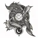 pisces led zeppelin darkside tattoo design idea