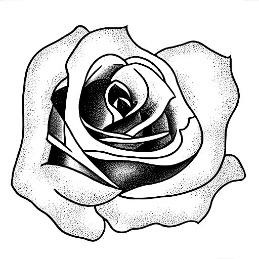 a rose with a single line stem tattoo design idea