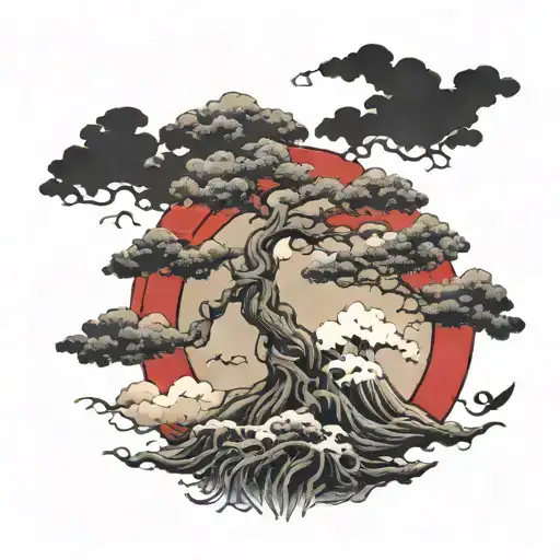 Akatsuki cloud and the tree of life tattoo design idea
