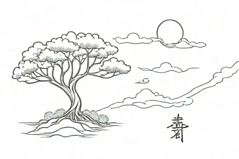 Akatsuki cloud and the tree of life tattoo design idea