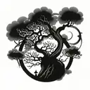 Akatsuki cloud with tree tattoo design idea