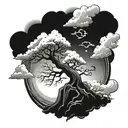 Akatsuki cloud with tree tattoo design idea
