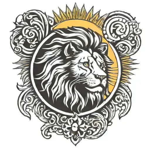 lion with sun back tattoo tattoo design idea