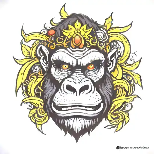 Mad gorilla face tattoo design idea