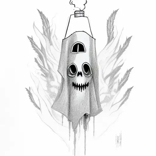 a ghost in a robe who smokes a joint tattoo design idea