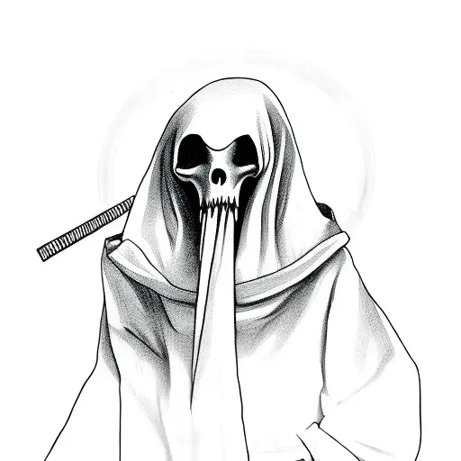 a ghost in a robe who smokes a joint tattoo design idea