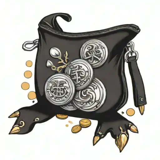 pouch of coins tattoo design idea