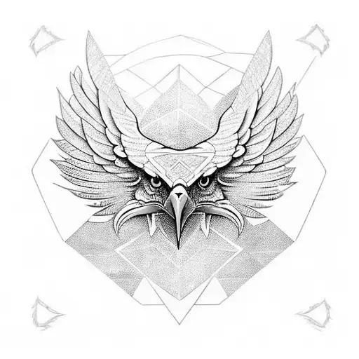 Eagle Wings with geometric shapes tattoo design idea