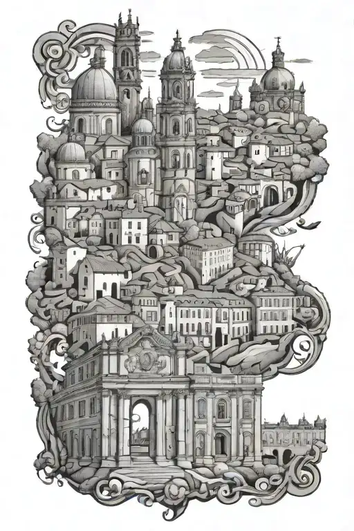 monuments of portugal tattoo design idea