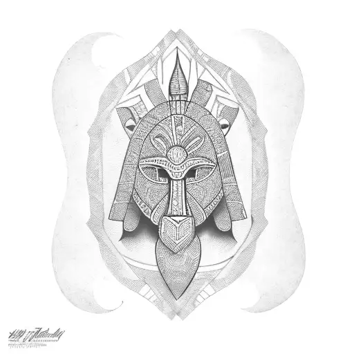 African tribal art with God tattoo design idea