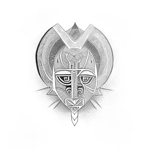 African tribal art from Ghana mixed with religious christianiaty  tattoo design idea