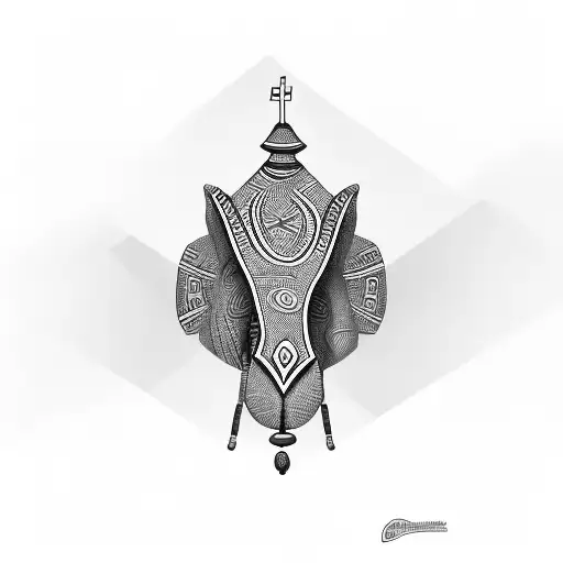 African tribal art from Ghana mixed with religious christianiaty  tattoo design idea