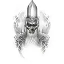 Tattoo sleeve. The Ukrainian warrior of light is fighting world evil tattoo design idea