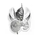Tattoo sleeve. The Ukrainian warrior of light is fighting world evil tattoo design idea