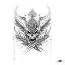 Tattoo sleeve. The Ukrainian warrior of light is fighting world evil tattoo design idea