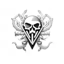 saffron, trombone, ghost pacman, bicycle, beetle, skull  tattoo design idea