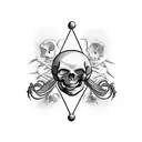 saffron, trombone, ghost pacman, bicycle, beetle, skull  tattoo design idea