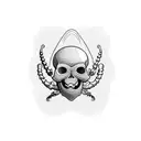 saffron, trombone, ghost pacman, bicycle, beetle, skull  tattoo design idea