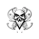 saffron, trombone, ghost pacman, bicycle, beetle, skull  tattoo design idea