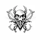 saffron, trombone, ghost pacman, bicycle, beetle, skull  tattoo design idea