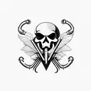 saffron, trombone, ghost pacman, bicycle, beetle, skull  tattoo design idea