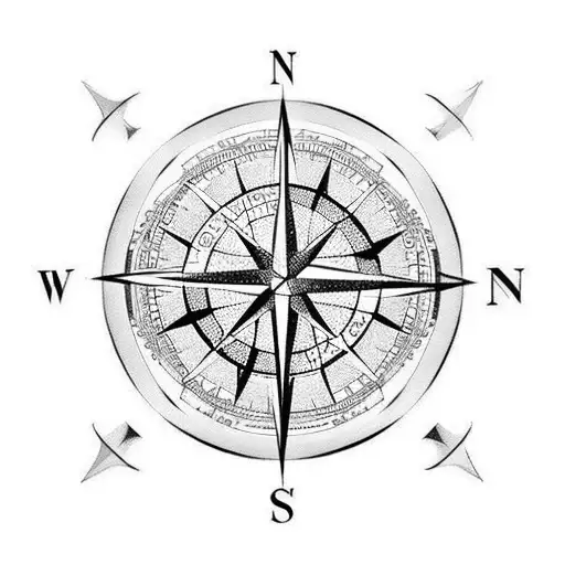 A compass with a world map in the background tattoo design idea