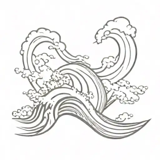 kanagawa wave with akatsuki clouds tattoo design idea