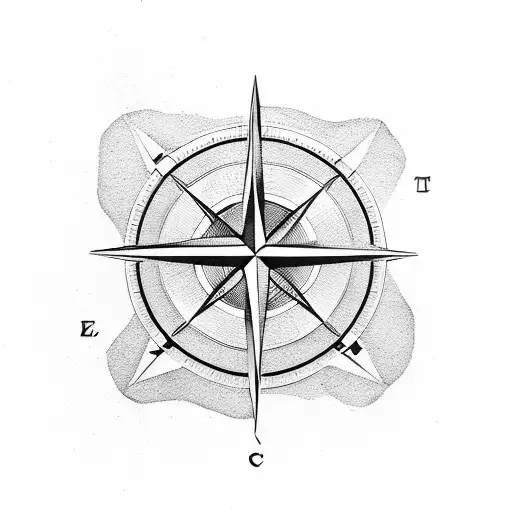 A minimalist geometric compass with subtle skull and anchor elements tattoo design idea