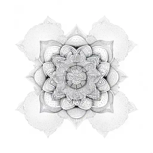 Pink flowers and mandala tattoo design idea