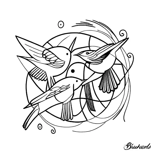 three birds simbolizing siblings tattoo design idea