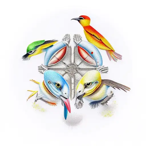 three birds simbolizing siblings tattoo design idea