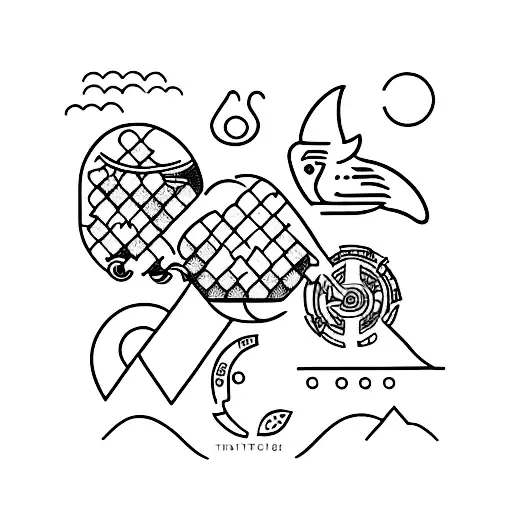 A marketing-themed tattoo with three birds representing different aspects of advertising tattoo design idea