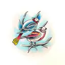three birds simbolizing siblings tattoo design idea