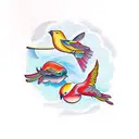 three birds simbolizing siblings tattoo design idea